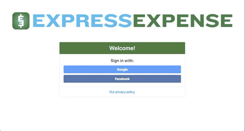 Picture of the Express Expense login screen in a browser view