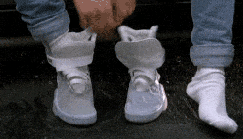 Image result for self lacing nikes back to the future animated gif