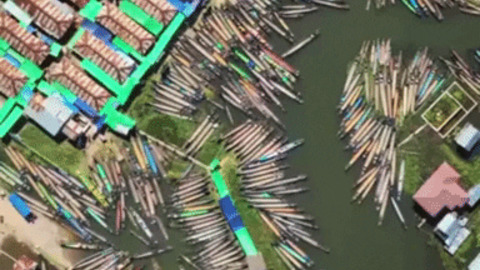 Aerial time lapse of burmese market