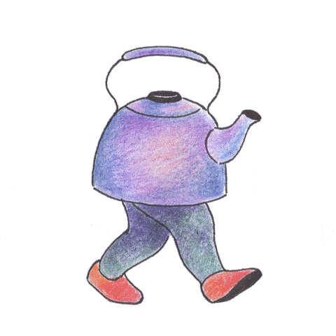  a walking kettle hand drawn animation