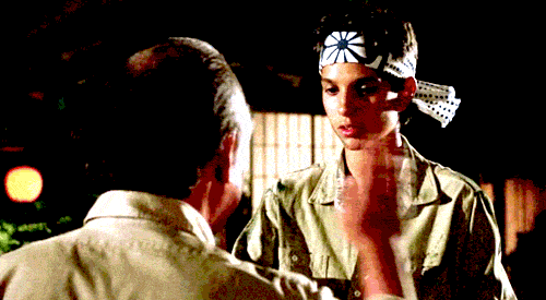 <NAME> training the Karate Kid