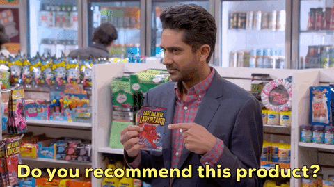 A man asking "Do you recommend this product?"