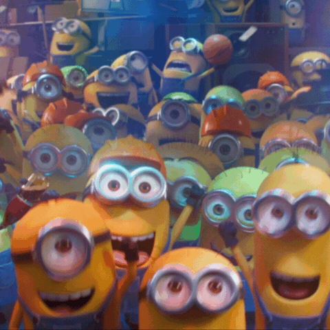 A funny GIF of Minions dancing