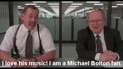 Image result for office space michael bolton gif