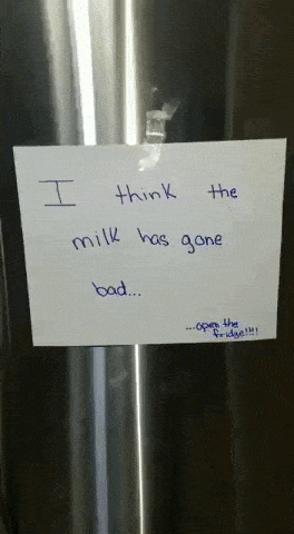 Milk has gone bad in funny gifs