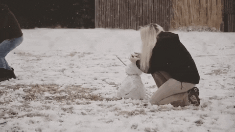 kris cheetah crashes into a snow man