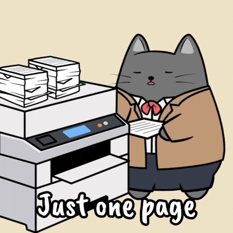 Tired cat at photocopier GIF