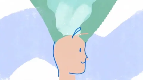 Tête dessinée d’où jaillissent des idées colorées : l’idée géniale, pas indispensable pour devenir entrepreneur