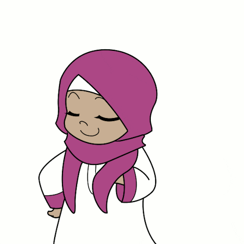 [Image description: A cartoon flipping a pink hijab over its shoulder with a smug look.] via Giphy
