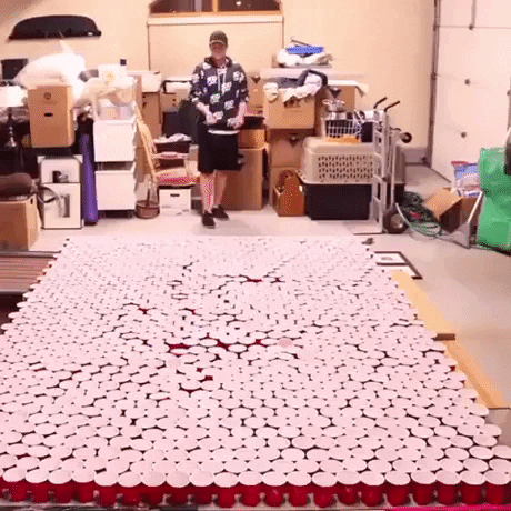Missing beer pong with 1000 cups in fail gifs