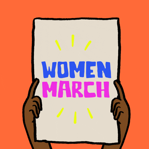 banner that says women's march