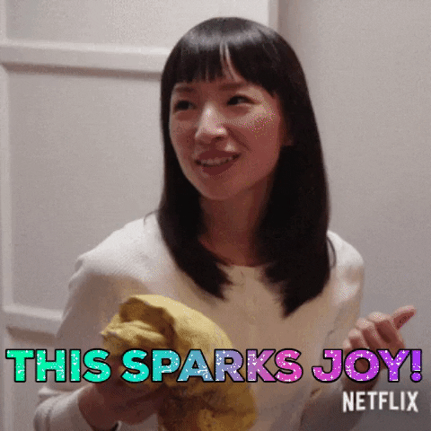 A GIF of Marie Kondo exclaiming "This sparks joy!".