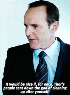 Coulson: It would be nice if, for once, Thor's people sent down the god of cleaning up after yourself