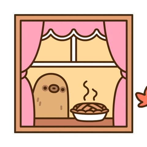 Pusheen Sloth window autumn