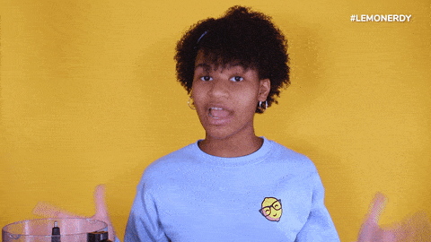 Black girl wearing blue lemonerdy logo sweatshirt