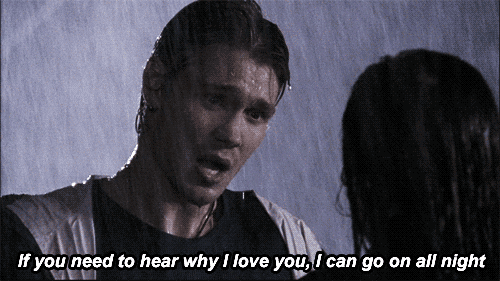 A gif of a boy saying "If you need to hear why I love you, I can go on all night."