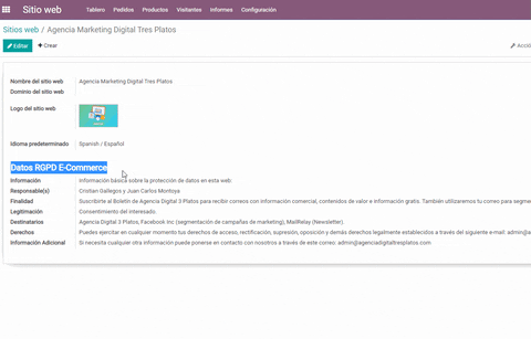 Odoo • Imagen y texto