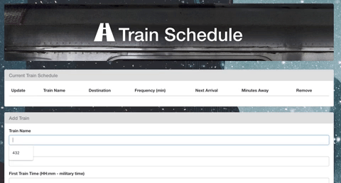 Gif runthrough for train scheduler