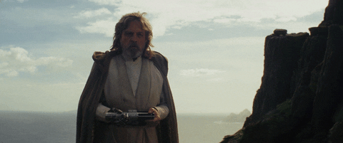 Luke Skywalker throwing lightsaber