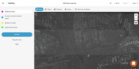 An animated gif showing the layers available to help interpret SAR imagery in GroundWork.