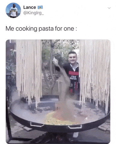 Making pasta for one in funny gifs