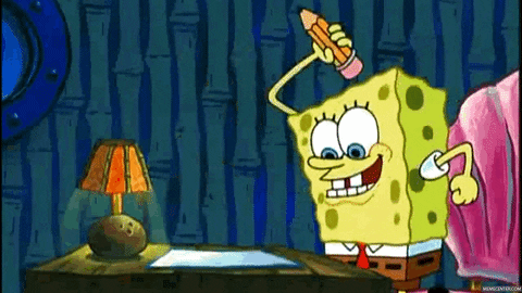 Spongebob Squarepants hitting pencil on paper 