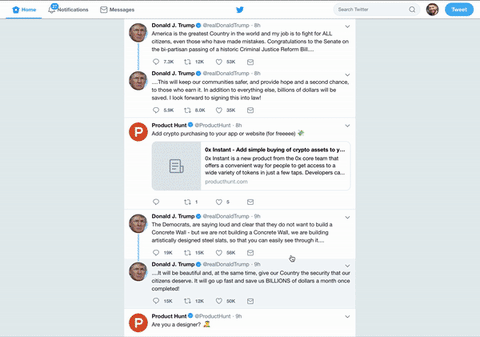 Twitter scrolling with scroll-snap