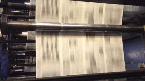 Gif of a newspaper printing quickly -- classroom curriculum