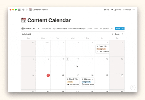Editar propiedades de un calendario en Notion
