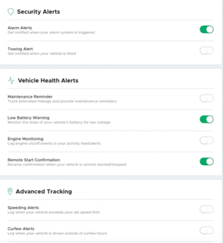 User adjusting their DroneMobile alerts through their account. 