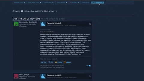 Steam Reviews GIF Demo