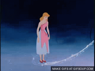Cinderella's clothes transforming into fine princess dress via giphy.com