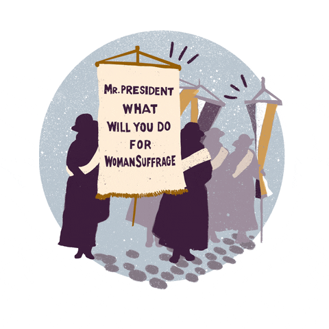women holding banner Mr. President what will you do for woman suffrage