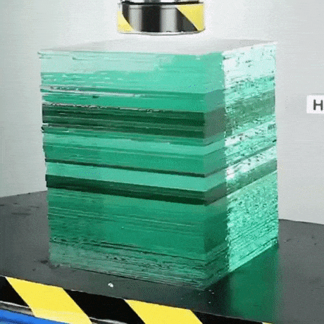 Hydraulic press on glass in wow gifs