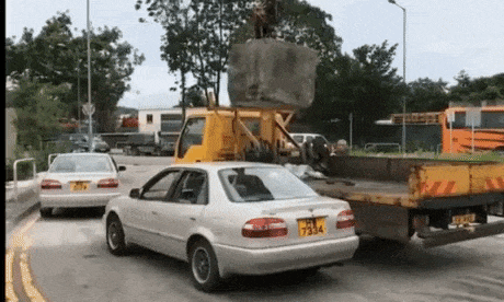 Wrong parking punishment in funny gifs
