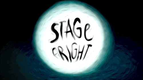 Gif of the words "stage fright"