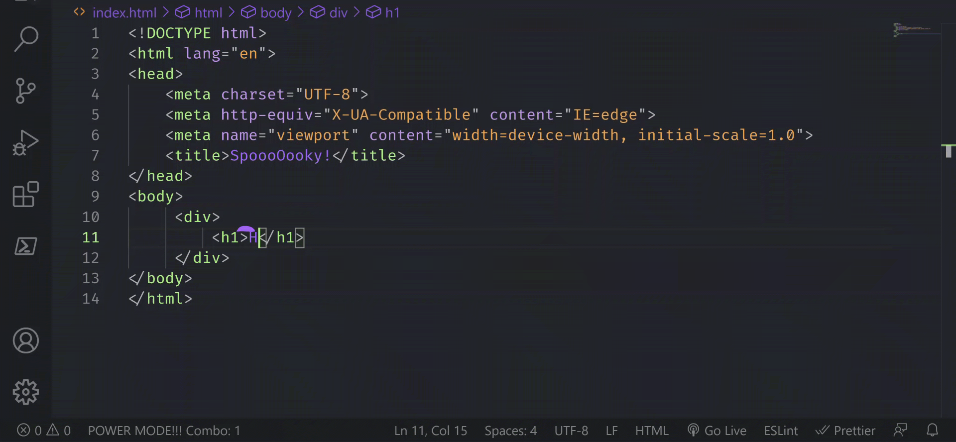 Preview of Spooky Scary Color Theme: a black, green, orange and purple VS Code Theme