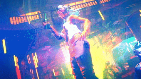 Woman dancing in a stylish bar