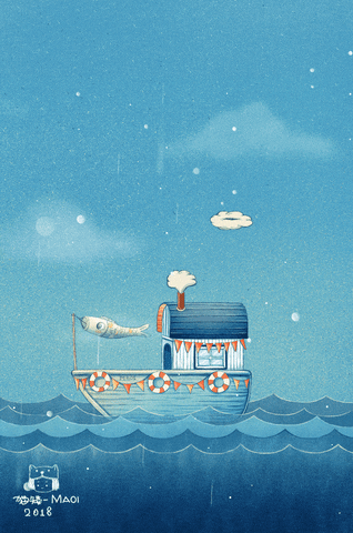 Thuyền cá chép vẫn băng băng bất chấp trời mưa gió (GIF: zcool)