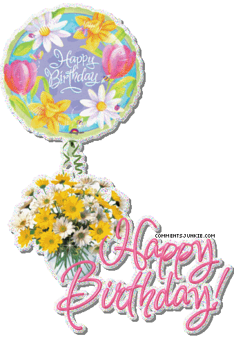 Image result for happy birthday flowers and balloons gif