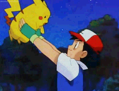 Ash throwing Pikachu into space