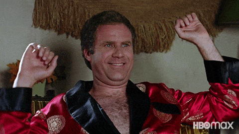 A funny GIF of Will Ferrell Celebrating