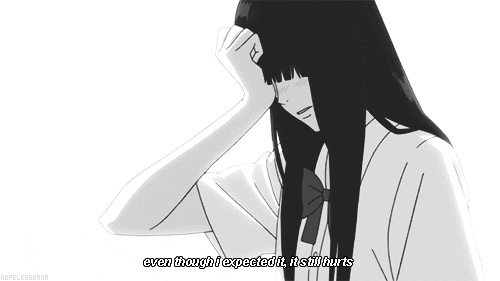 anime girl sad cry monochrome