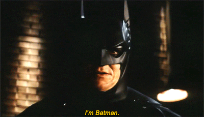 Masked batman says his iconic line.