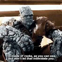Gif of Korg (Thor: Ragnarok): 'I'm made of rocks, as you can see, but don't let that intimidate you.'