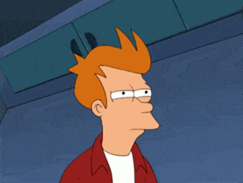 Futurama: Philip J. Fry narrows his eyes and squints in suspicion.