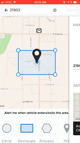 User renaming a geofence through the DroneMobile app. 
