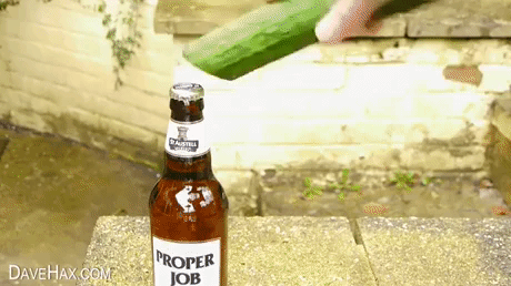 How to open beer with cucumber in funny gifs