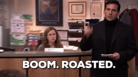 Image result for boom roasted gif