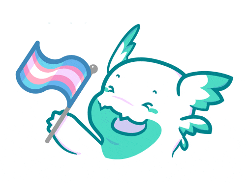 Cute dragon waving Trans pride flag